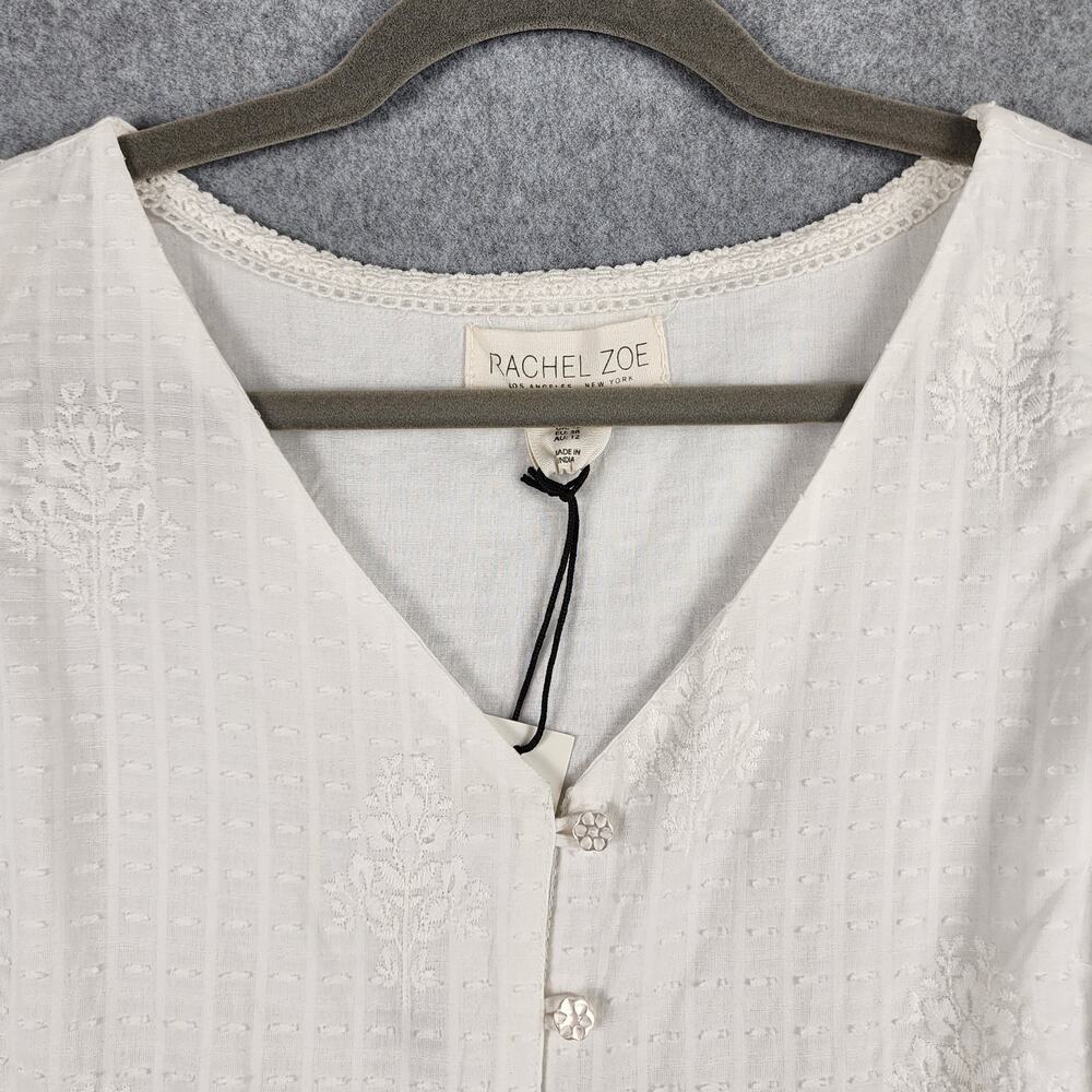 Rachel Zoe White Maxi Dress Lace Eyelet Boho Size 8 - Picture 7 of 13